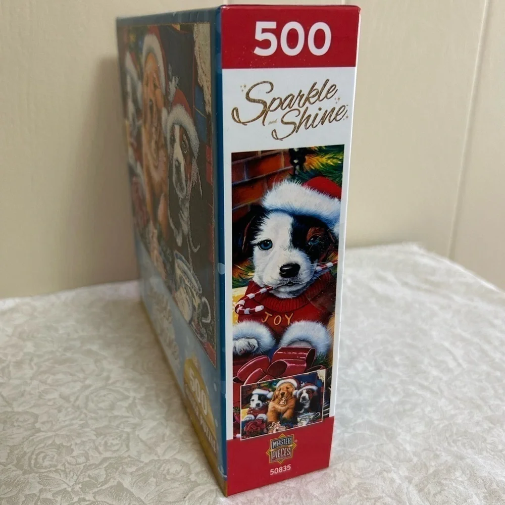 NWT Masterpieces SPARKLE&SHINE Christmas Glitter Puzzles Santa Paws